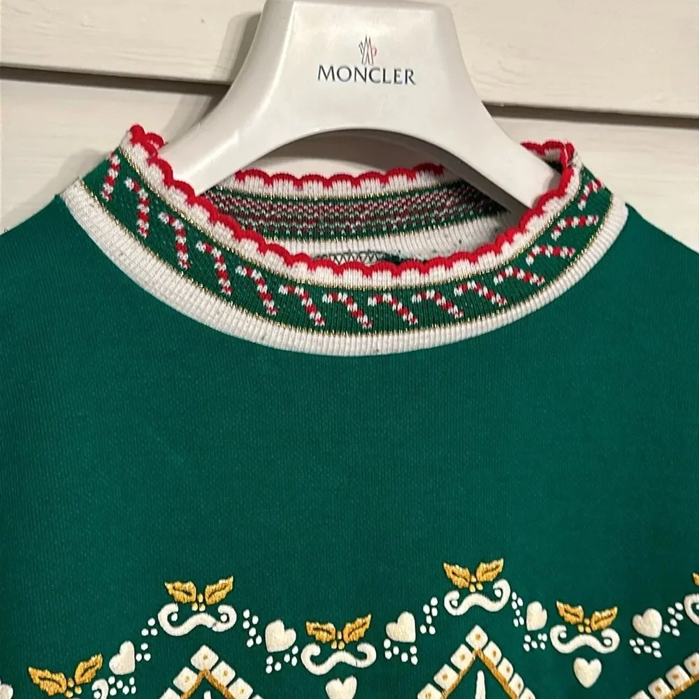 VINTAGE RARE BEAUTIFUL holiday christmas sweater/dress by Bernette OSFA Green - Picture 5 of 13
